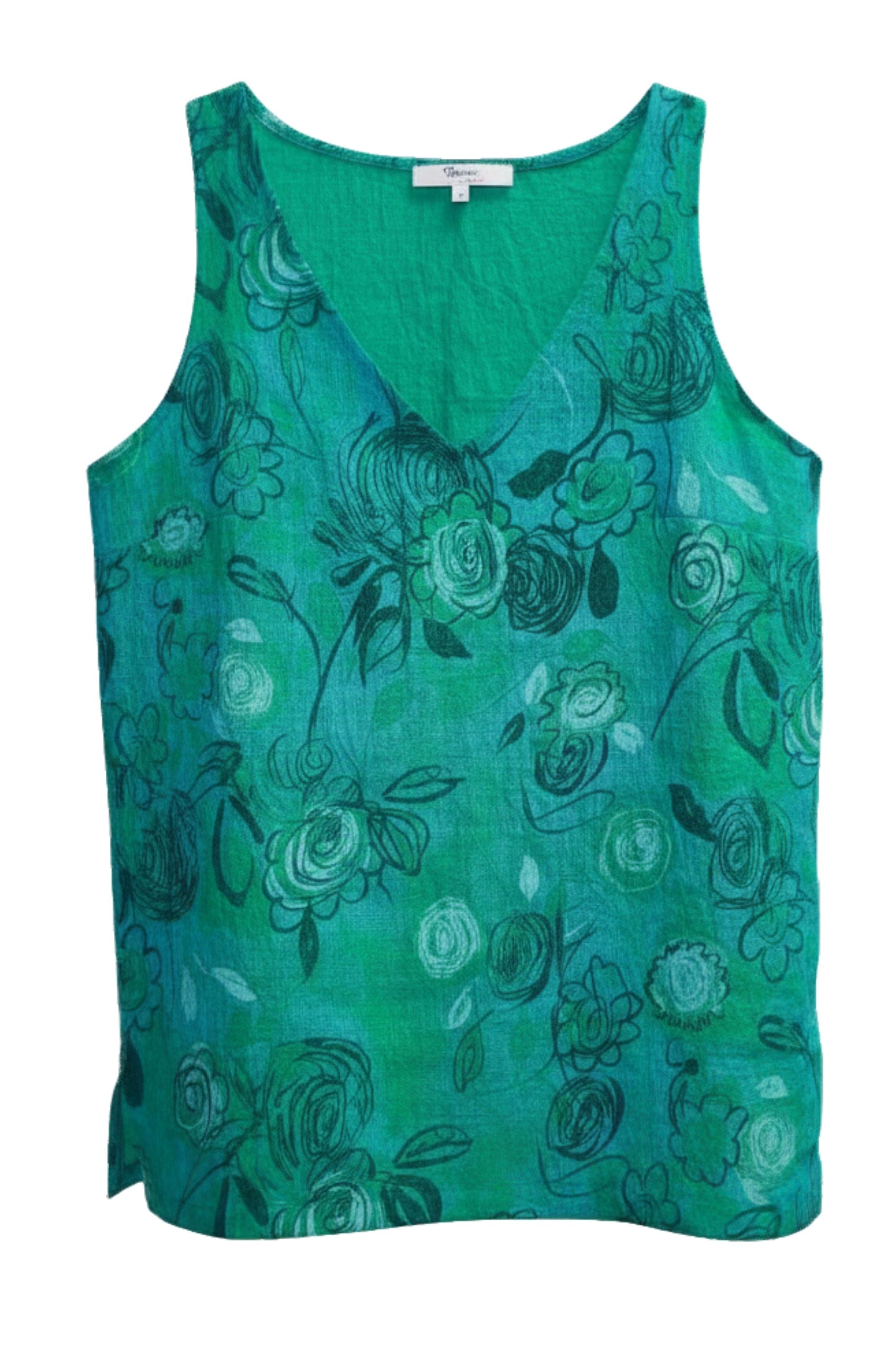 Top FRANCA LAGOON | 100% Leinen | grün, crashoptik
