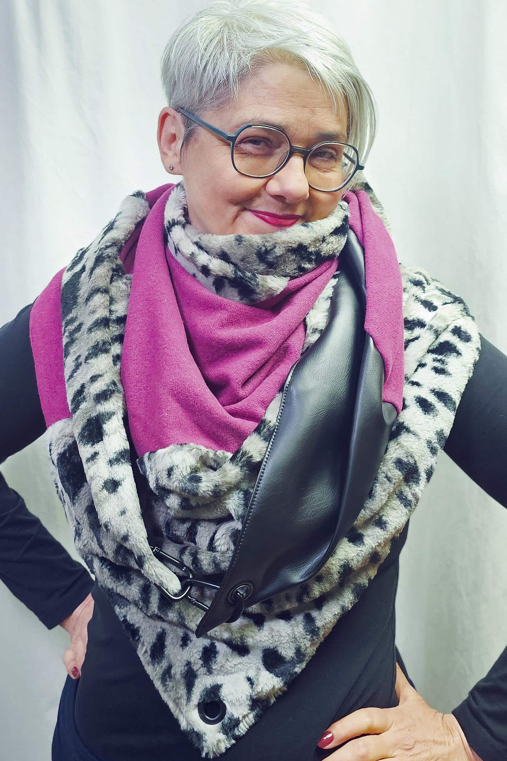Karabinertuch Panther | Kuscheliges Kunstfell mit Pink | PREORDER