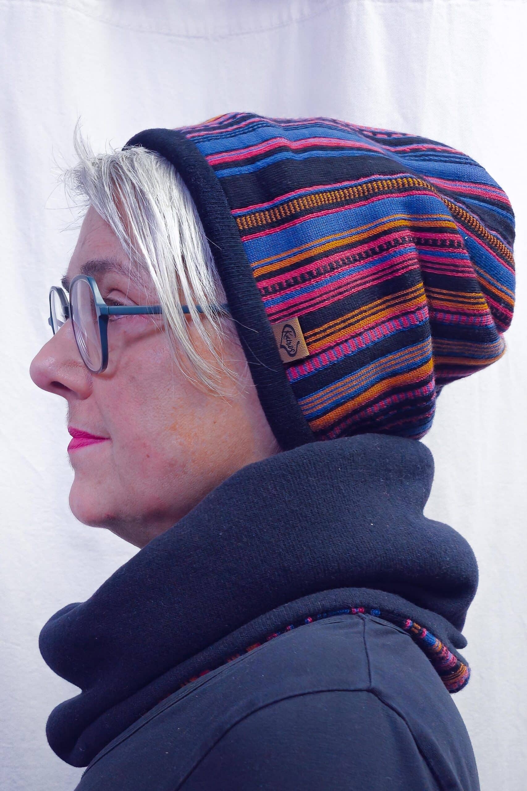 TWIST Mütze | Bunt gestreift | Merino-Jacquard & Strick