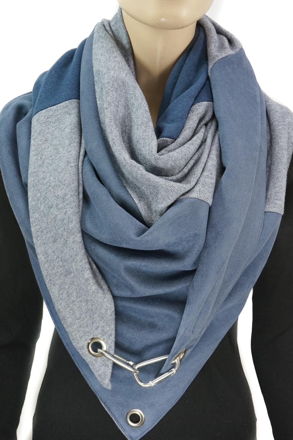 Karabinertuch | Materialmix helles Jeansblau