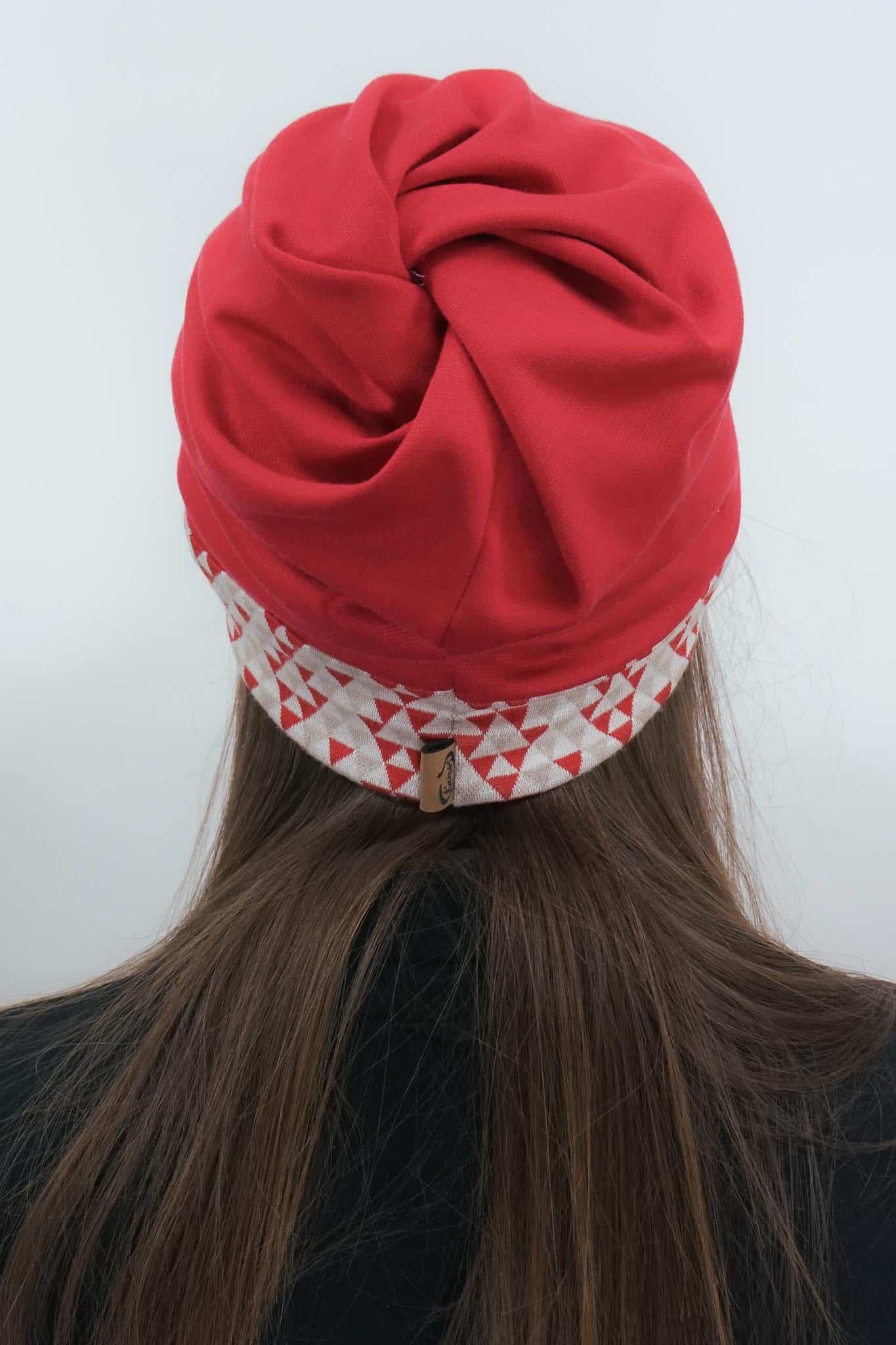 TWIST Mütze, Minidreiecke, rot/naturweiß
