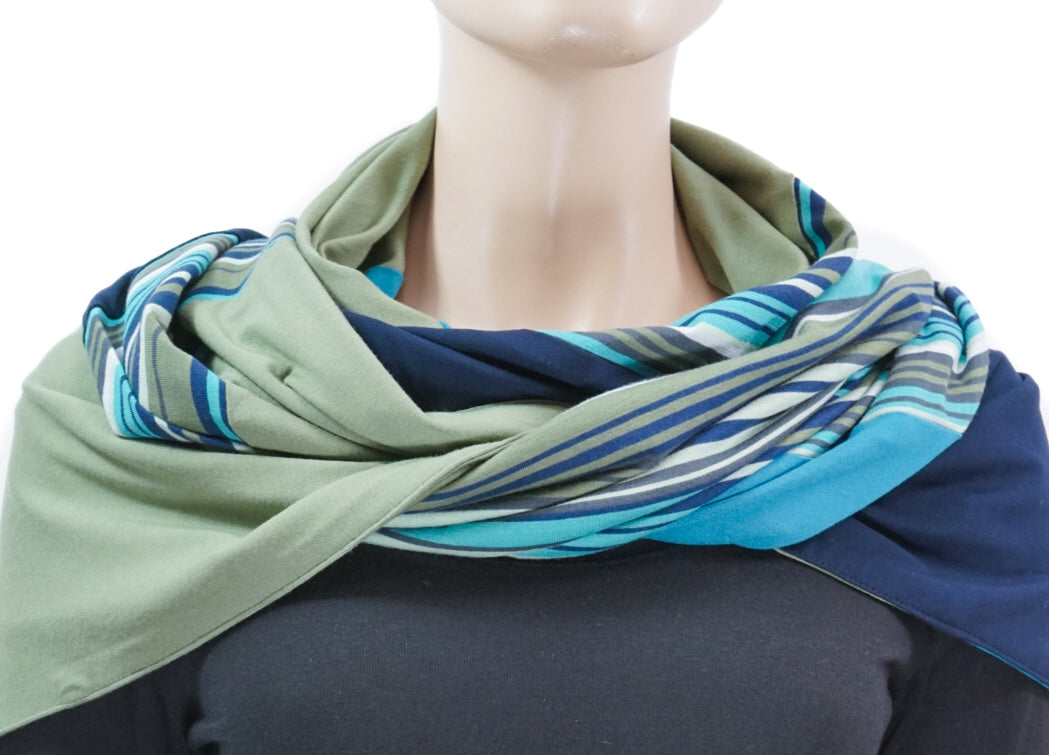 Karabinertuch | Streifenmix | marine-petrol-olive ____ RESERVIERT