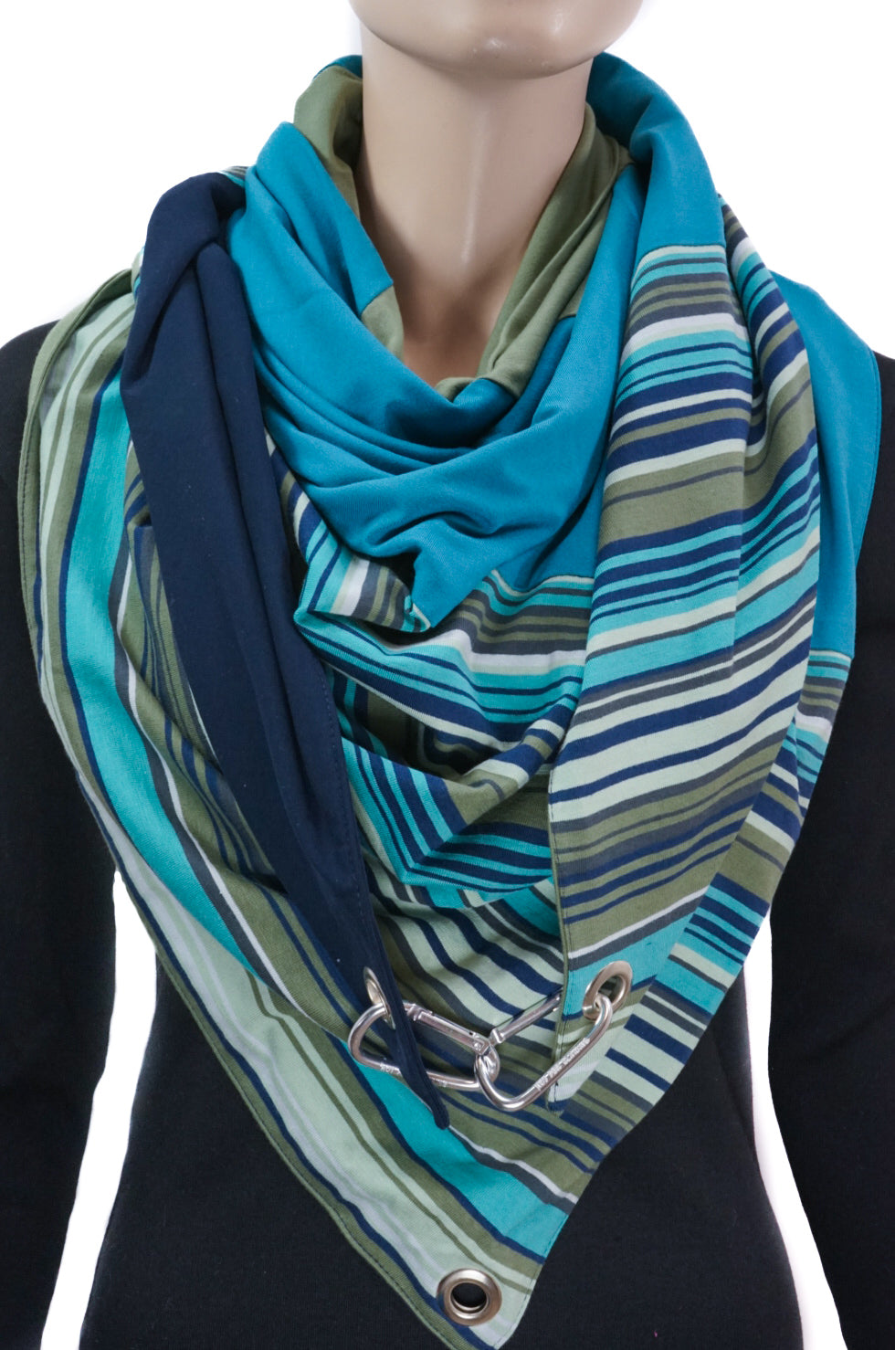 Karabinertuch | Streifenmix | marine-petrol-olive ____ RESERVIERT
