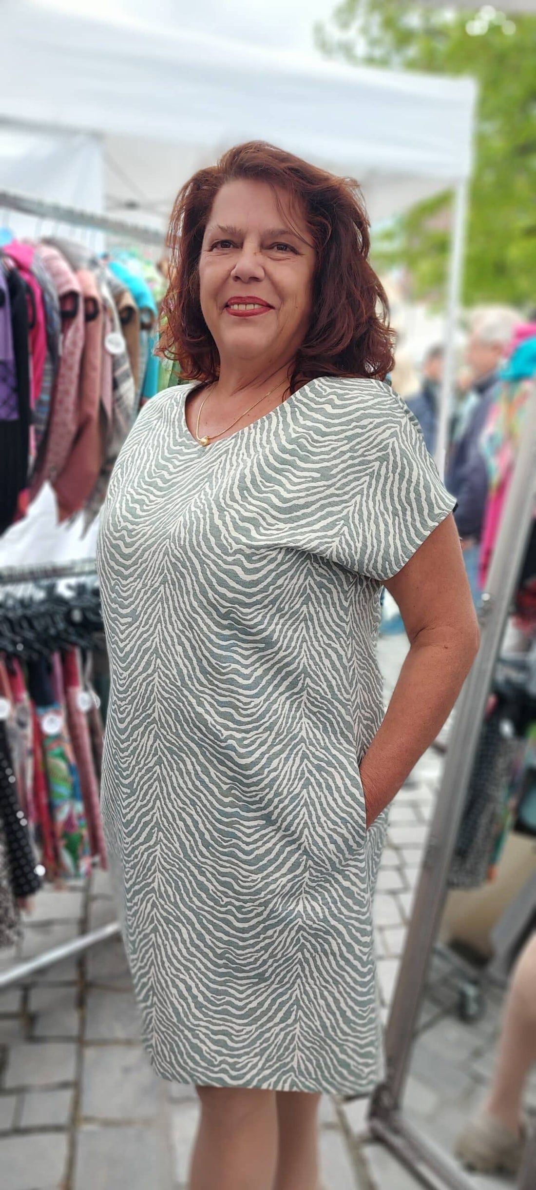 Sommerkleid Zebra, salbeigrün