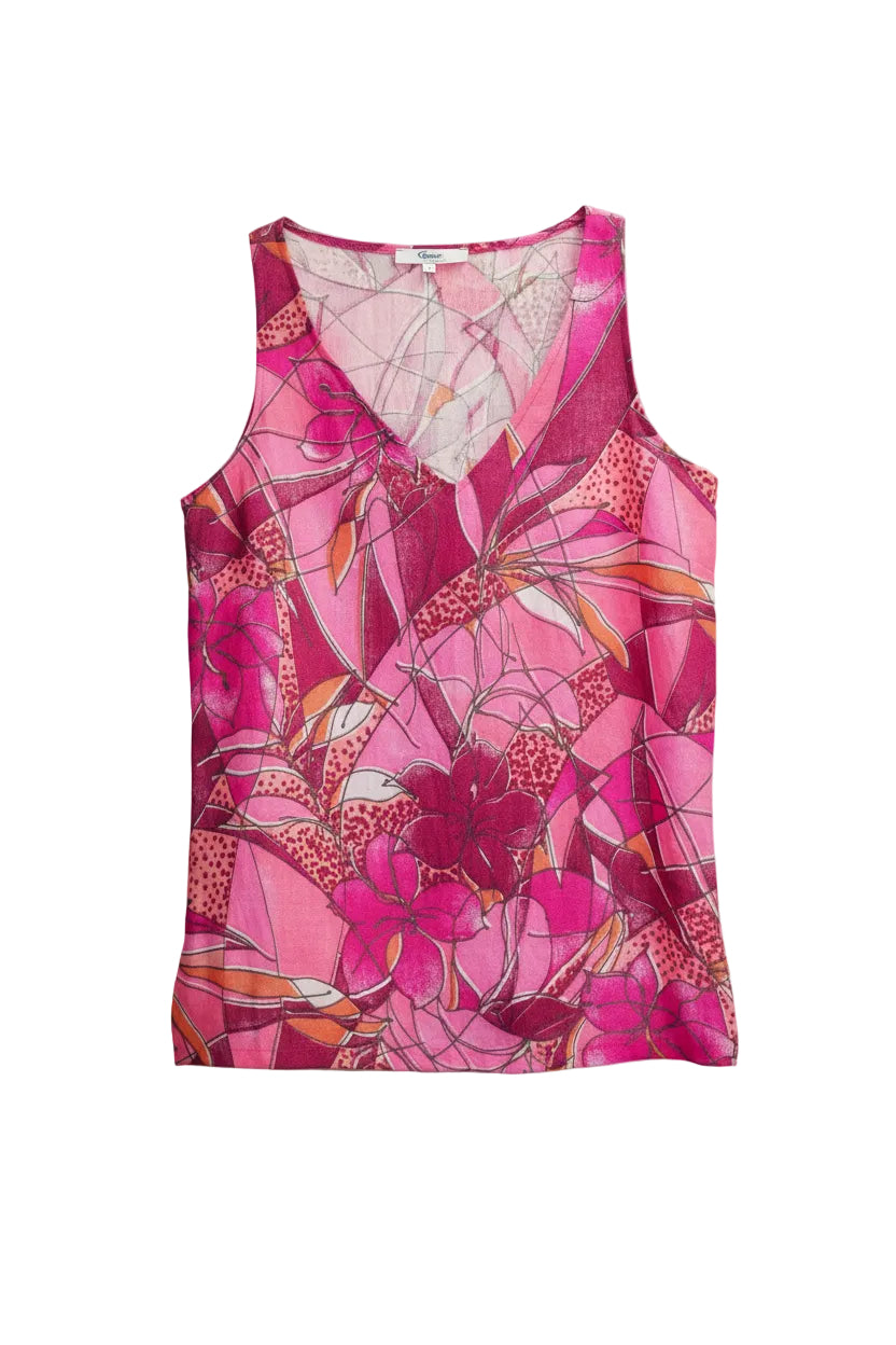 Top FRANCA HIBISCUS | 100 % Leinen | pink floral