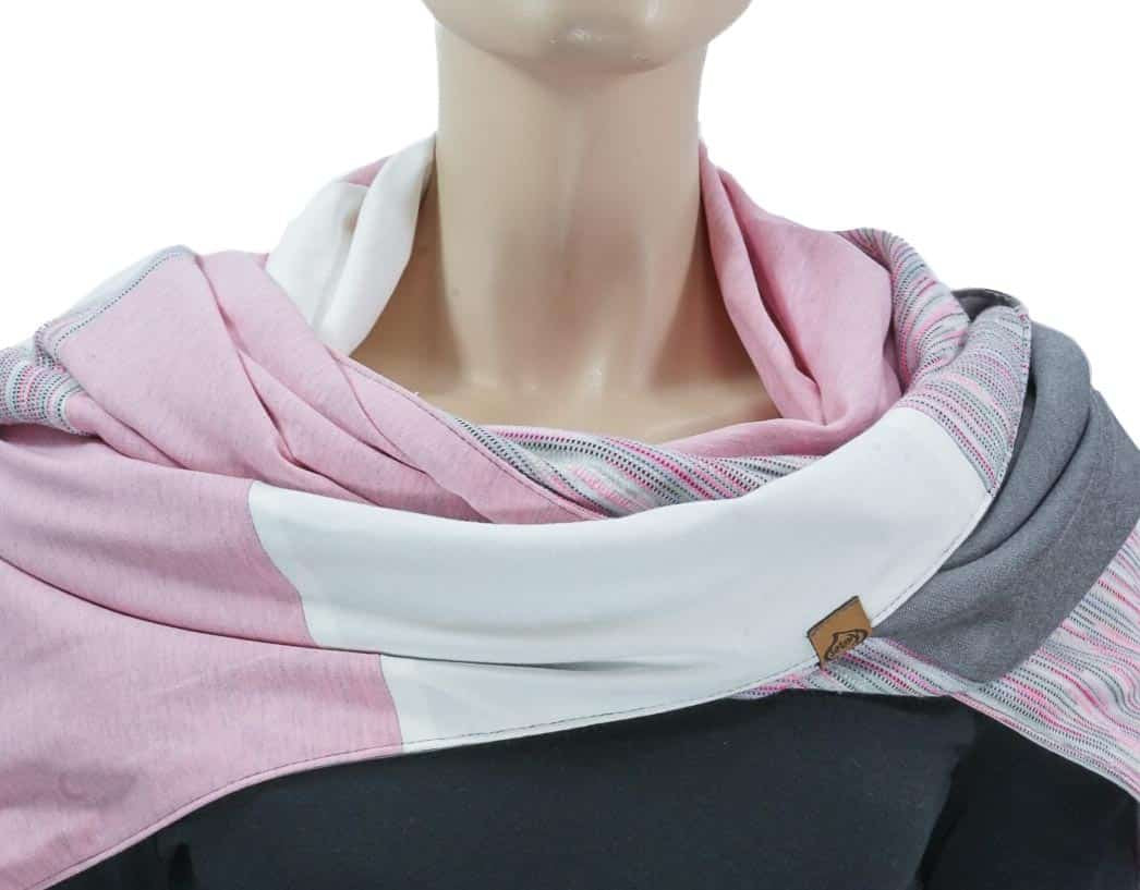 Karabinertuch Rosé Grau Streifenmix