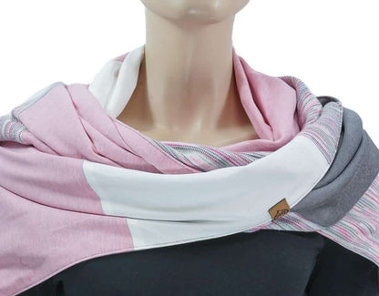 Karabinertuch Rosé Grau Streifenmix