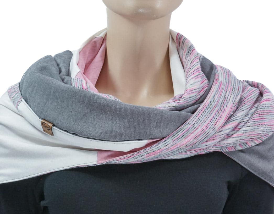 Karabinertuch Rosé Grau Streifenmix