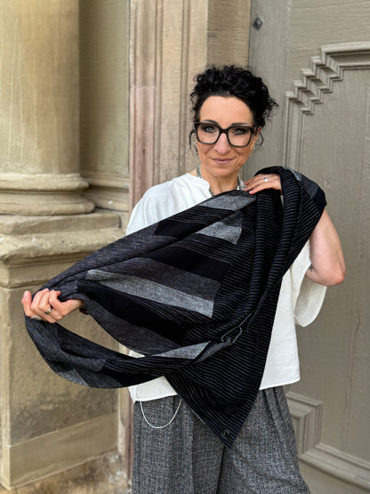 Karabinertuch MILANO | Streifen schwarz