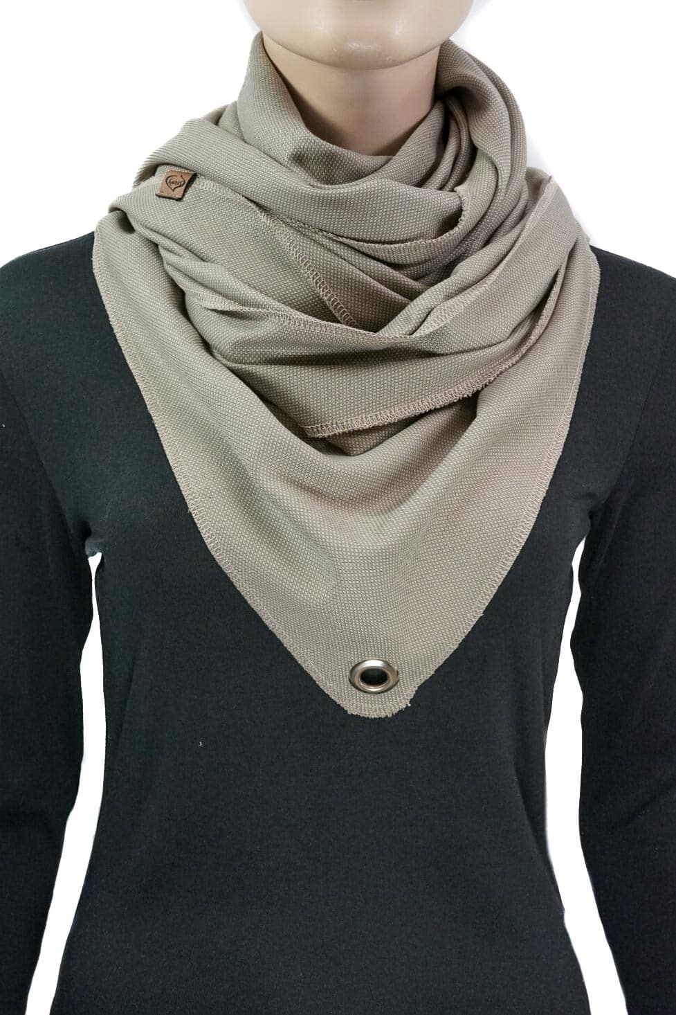 Dreieckstuch mit Karabiner, Ananas-Stoff, beige, EINLAGIG