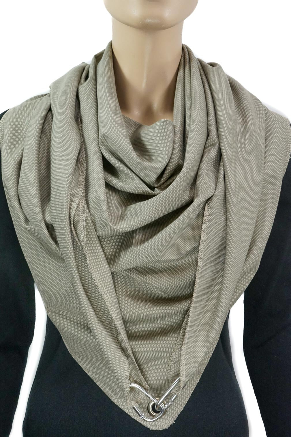 Dreieckstuch mit Karabiner, Ananas-Stoff, beige, EINLAGIG