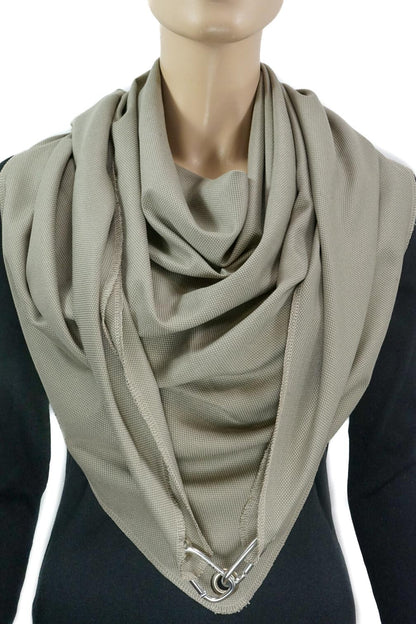 Dreieckstuch mit Karabiner, Ananas-Stoff, beige, EINLAGIG