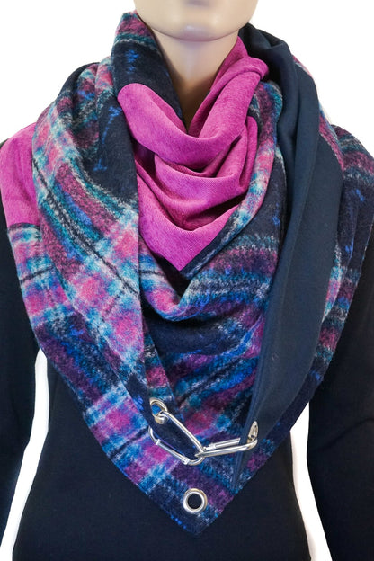 Karabinertuch Pink–Marine im Wollmix – warm &amp; farbstark