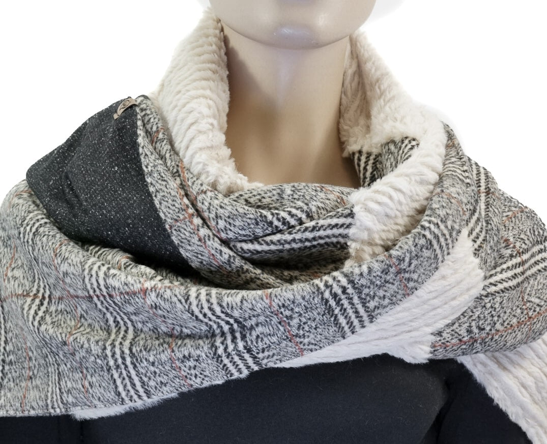 Karabinertuch URBAN CHECK COZY, softes Wintertuch mit Plüsch