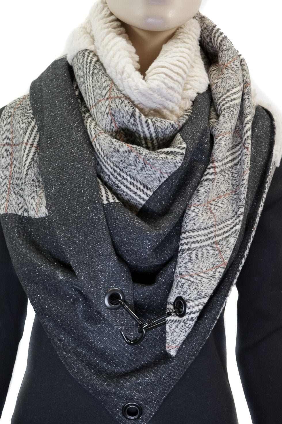 Karabinertuch URBAN CHECK COZY, softes Wintertuch mit Plüsch