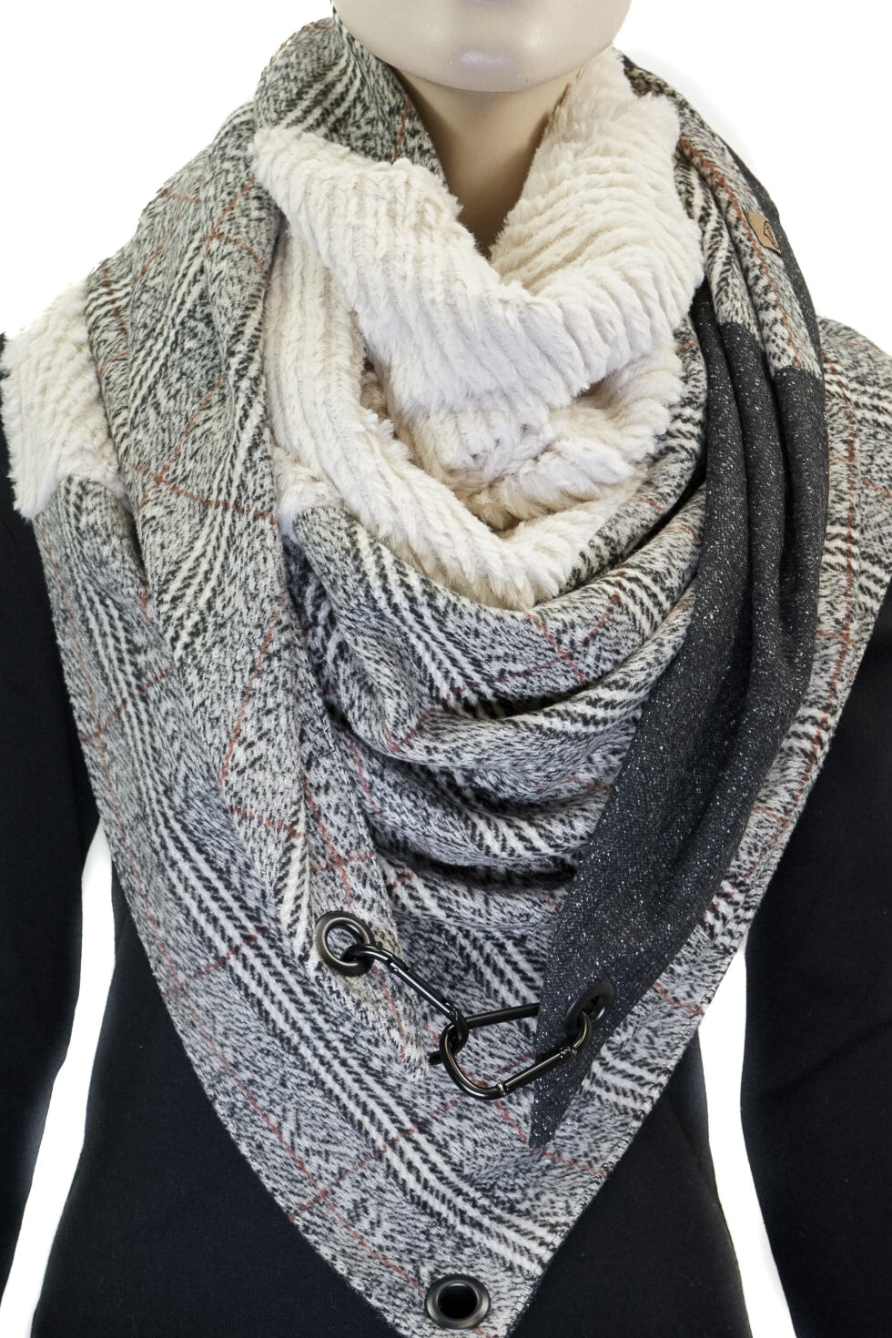 Karabinertuch URBAN CHECK COZY, softes Wintertuch mit Plüsch