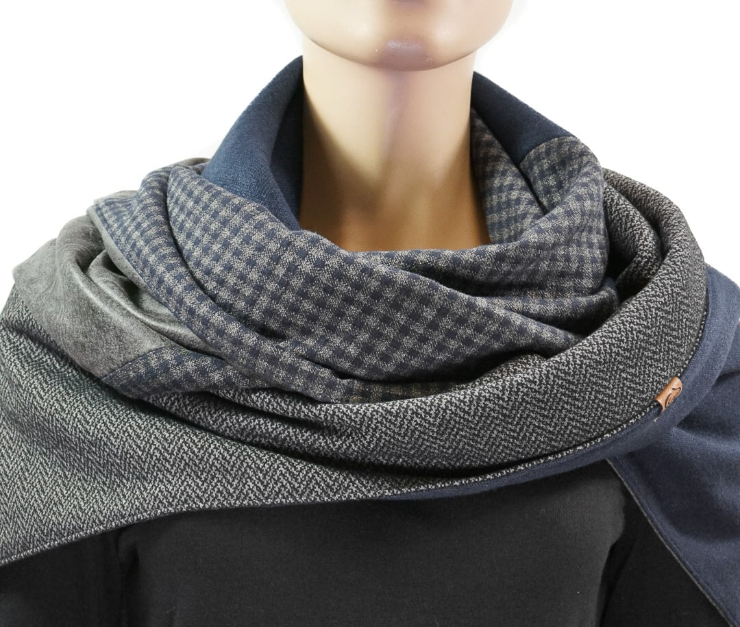 Karabinertuch Grau-Blau mit Strukturmix – elegant &amp; vielseitig