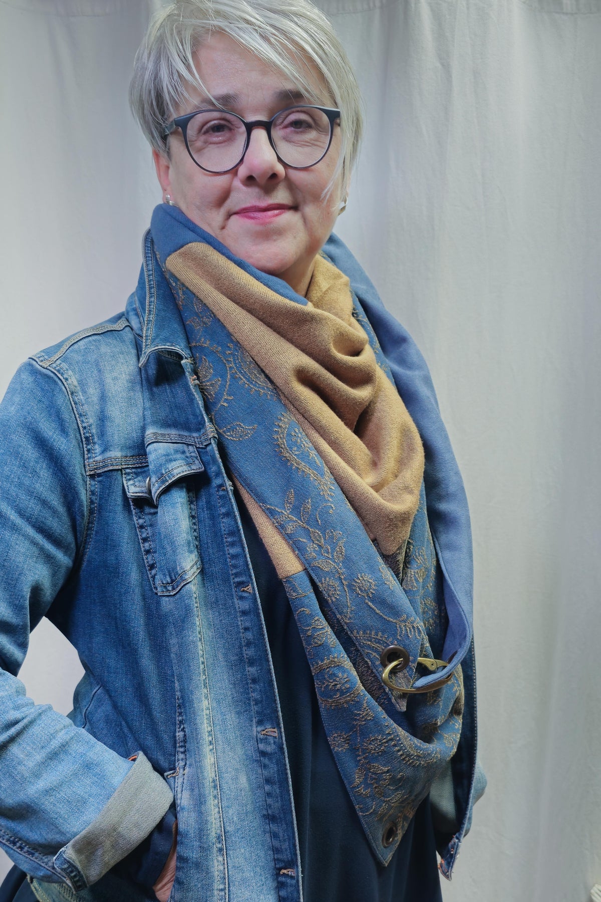 Karabinertuch PAISLEY DENIM CAMEL