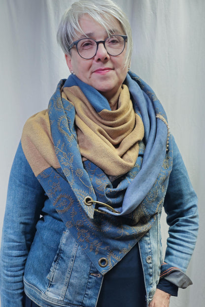 Karabinertuch PAISLEY DENIM CAMEL