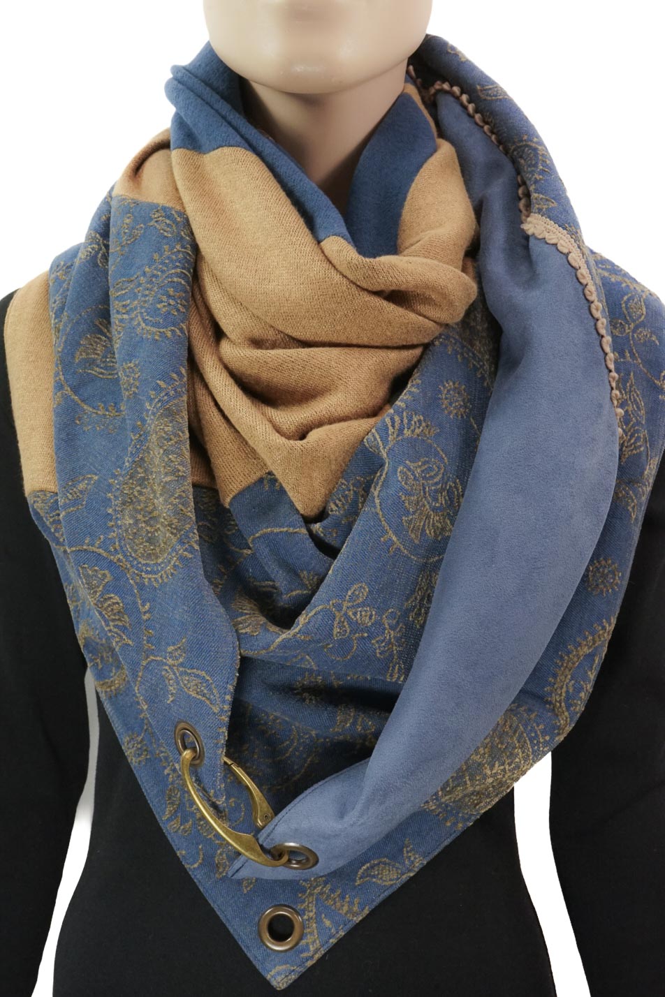 Karabinertuch PAISLEY DENIM CAMEL