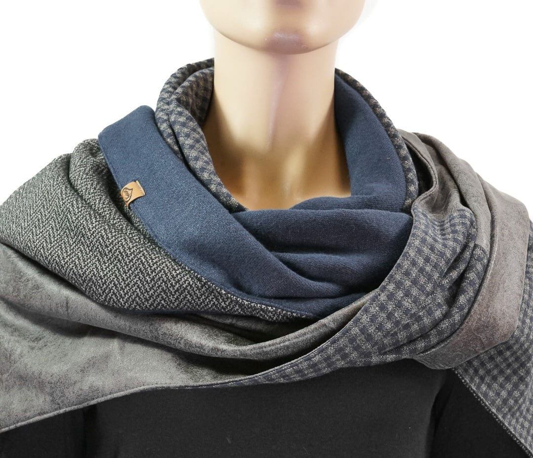 Karabinertuch Grau-Blau mit Strukturmix – elegant &amp; vielseitig