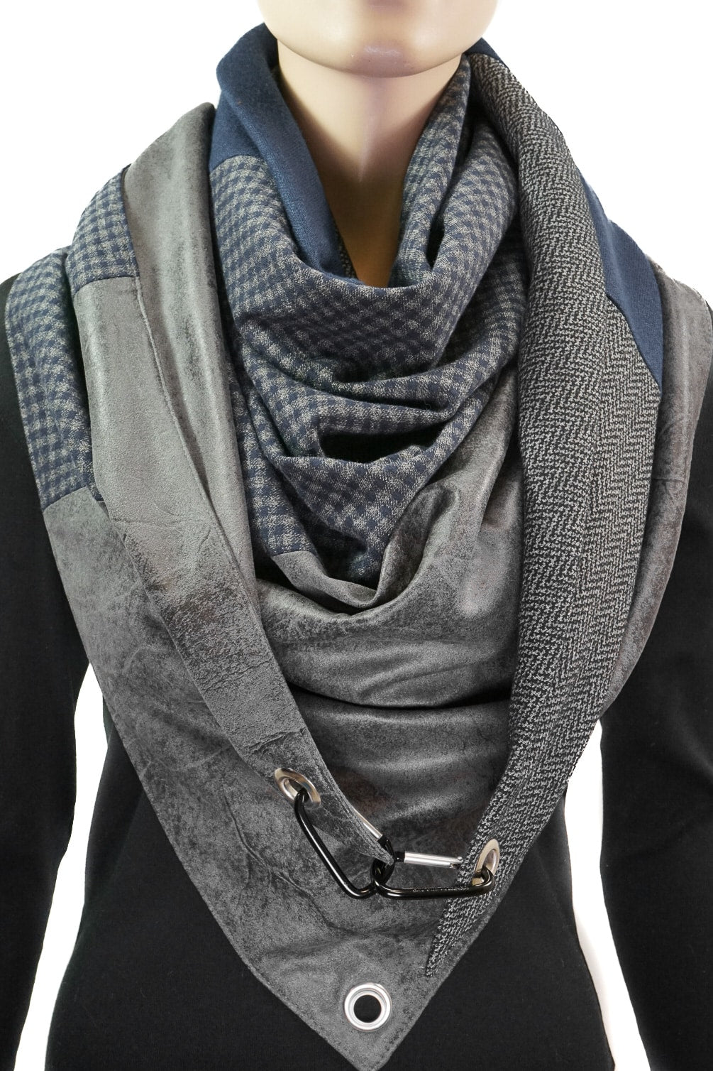 Karabinertuch Grau-Blau mit Strukturmix – elegant &amp; vielseitig