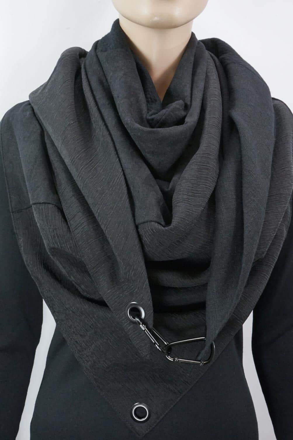 Karabinertuch, Materialmix in Schwarz, ohne Leder