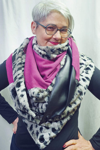 Karabinertuch Panther | Kuscheliges Kunstfell mit Pink | PREORDER