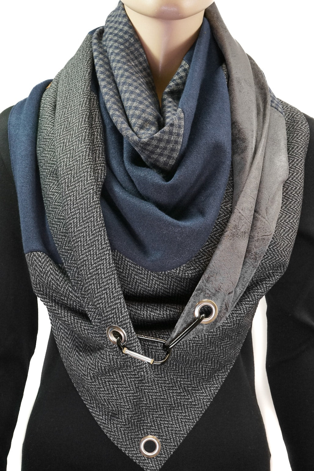 Karabinertuch Grau-Blau mit Strukturmix – elegant &amp; vielseitig