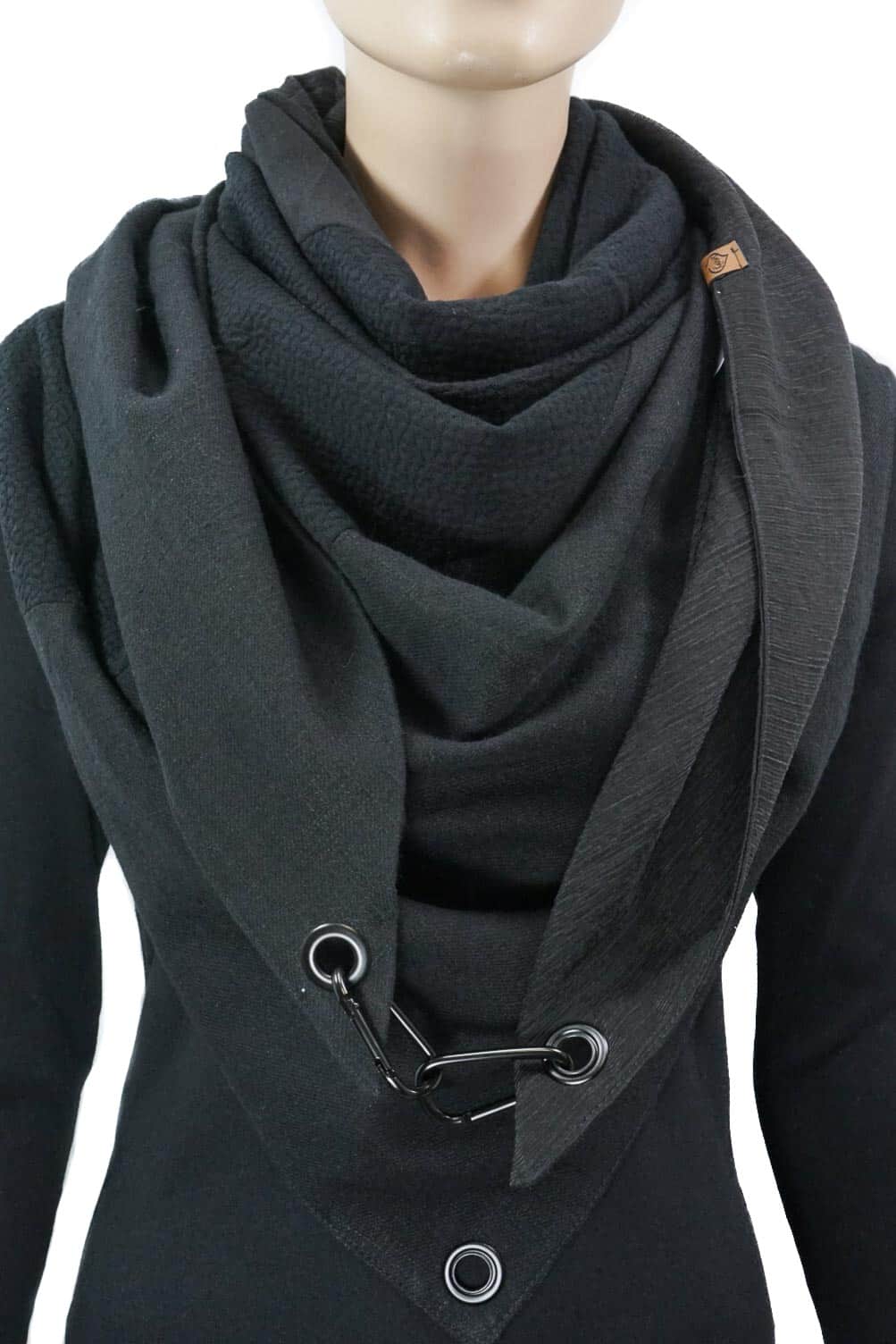 Karabinertuch, Materialmix in Schwarz, ohne Leder