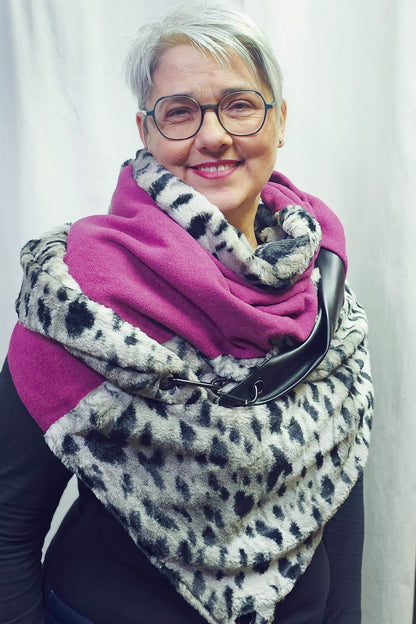 Karabinertuch Panther | Kuscheliges Kunstfell mit Pink | PREORDER