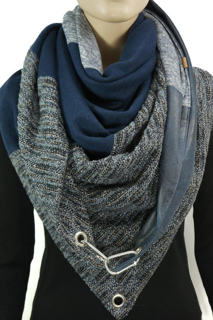 Dreieckstuch mit Karabiner, Wollmix in Blau