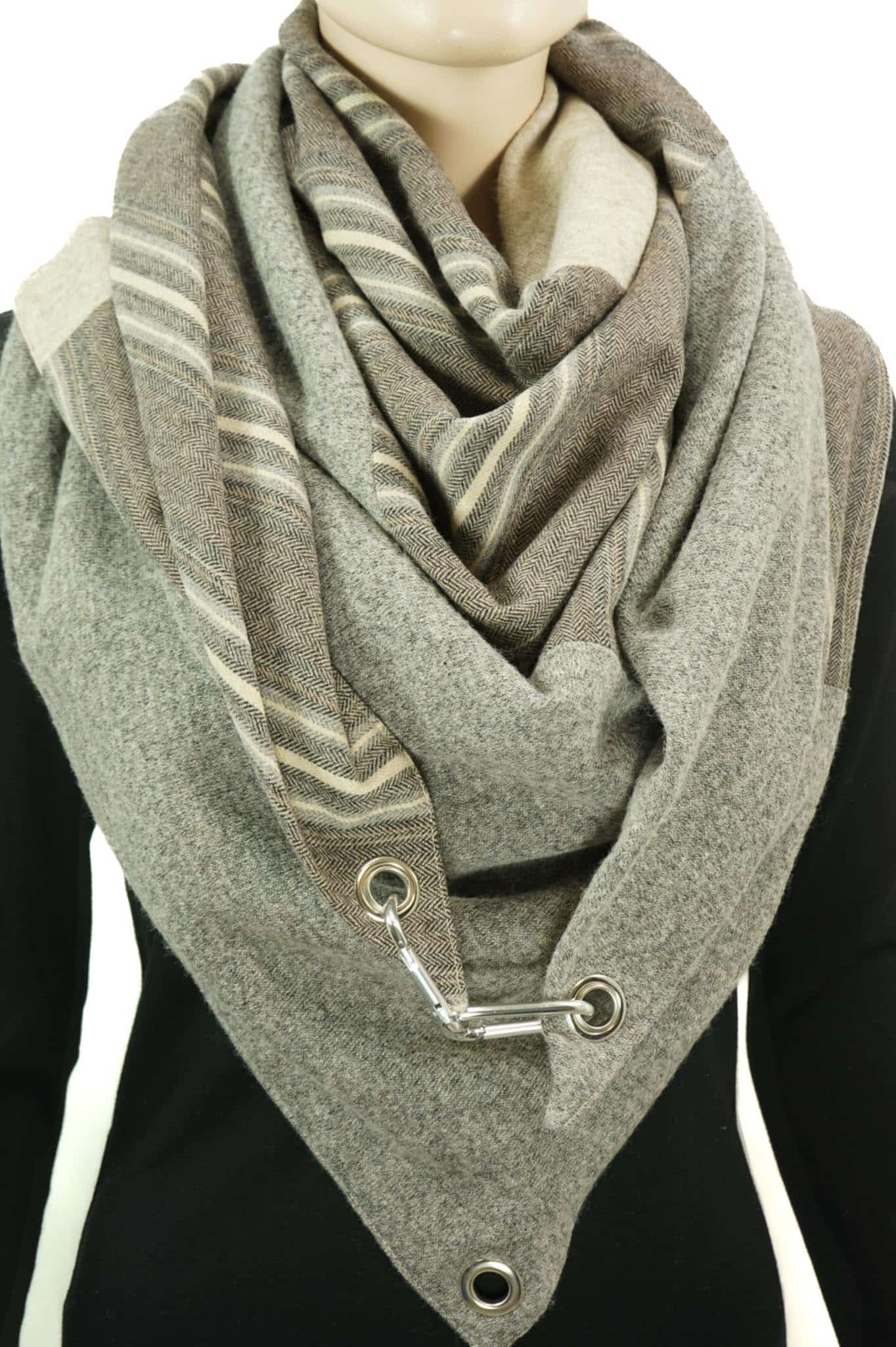 Dreieckstuch mit Karabiner, Trendmix GREIGE
