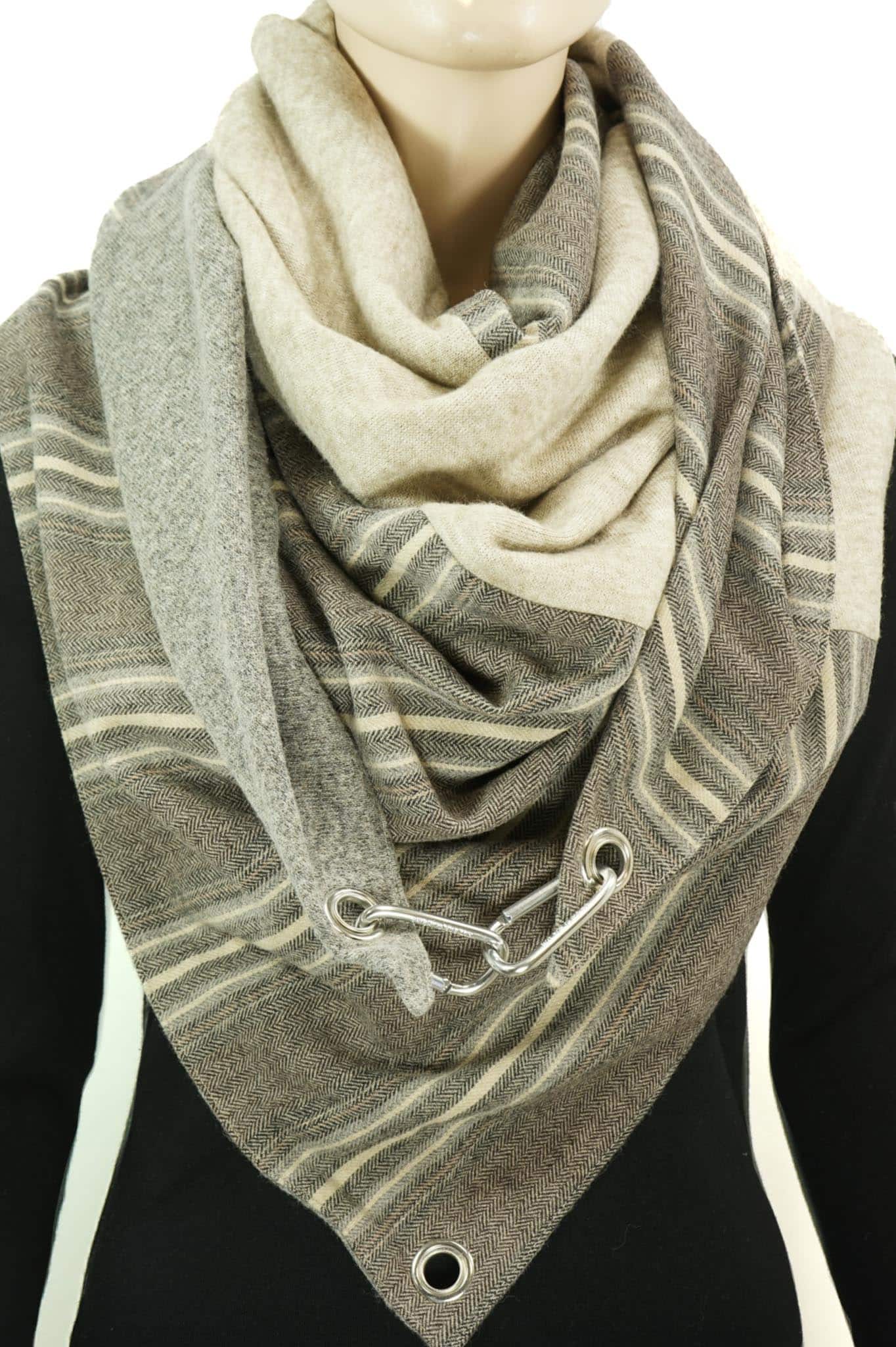 Dreieckstuch mit Karabiner, Trendmix GREIGE