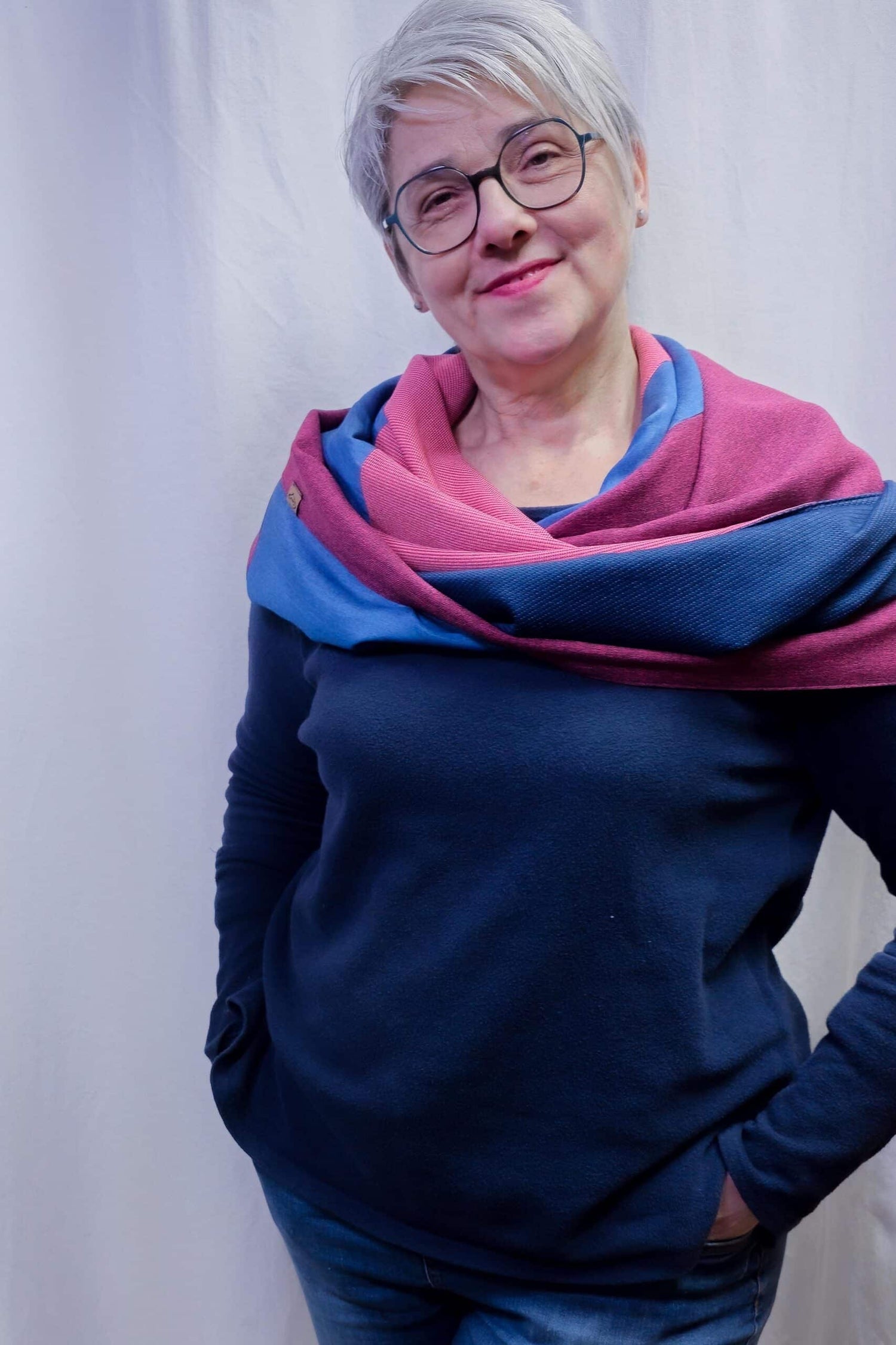 Karabinertuch Beere &amp; Denim