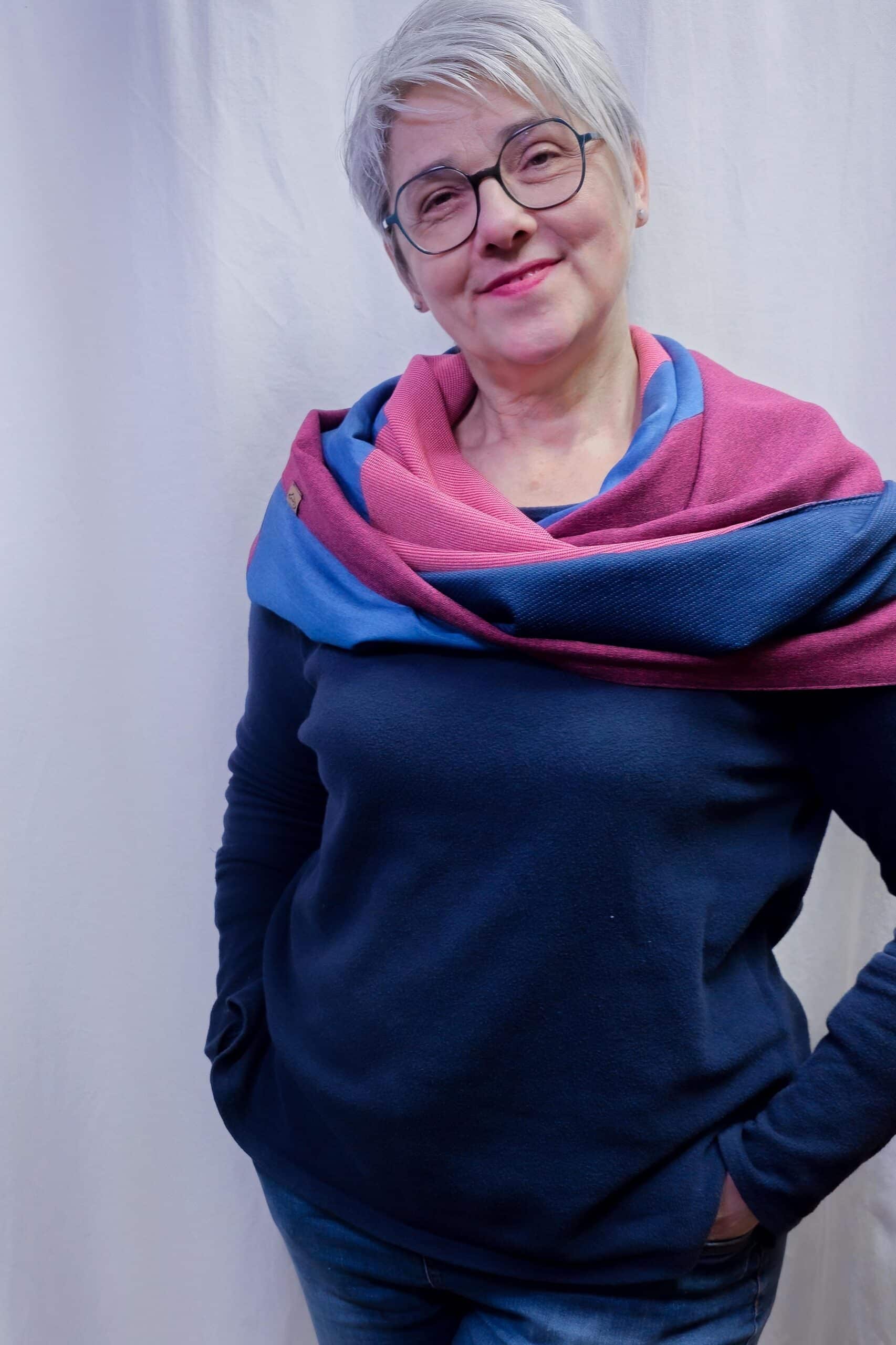 Karabinertuch Beere &amp; Denim