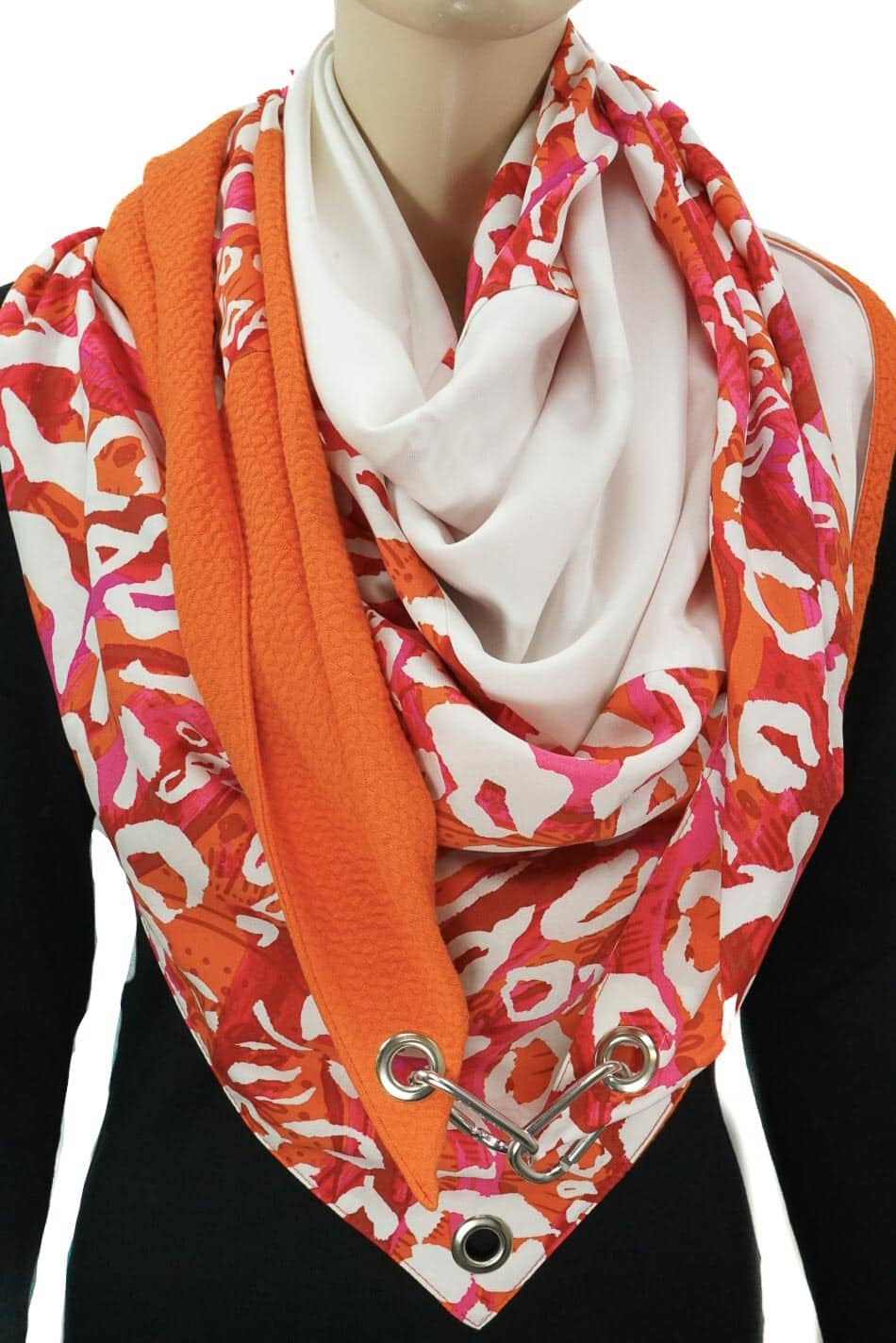 Karabinertuch Leo Orange-Pink-Weiß