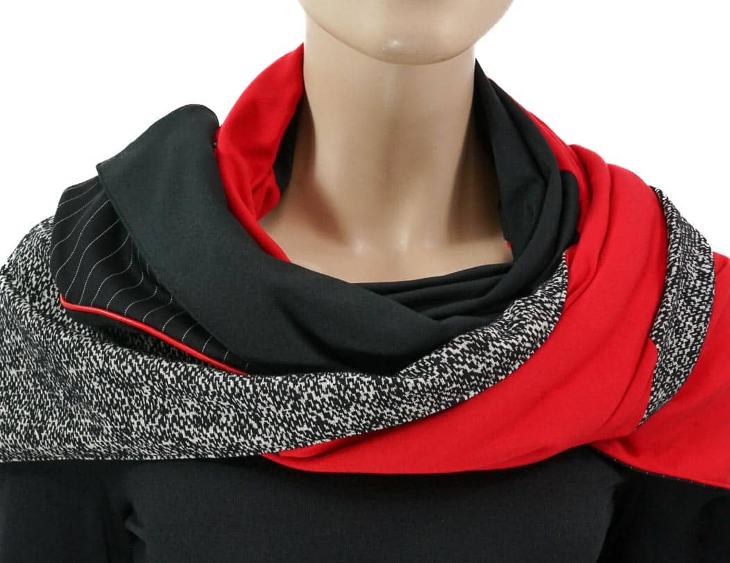 Karabinertuch schwarz-rot mit Paspel