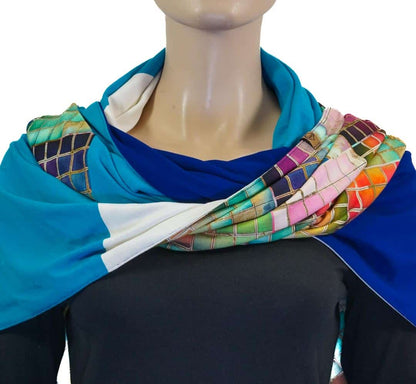 Karabinertuch BURANO royalblau-türkis