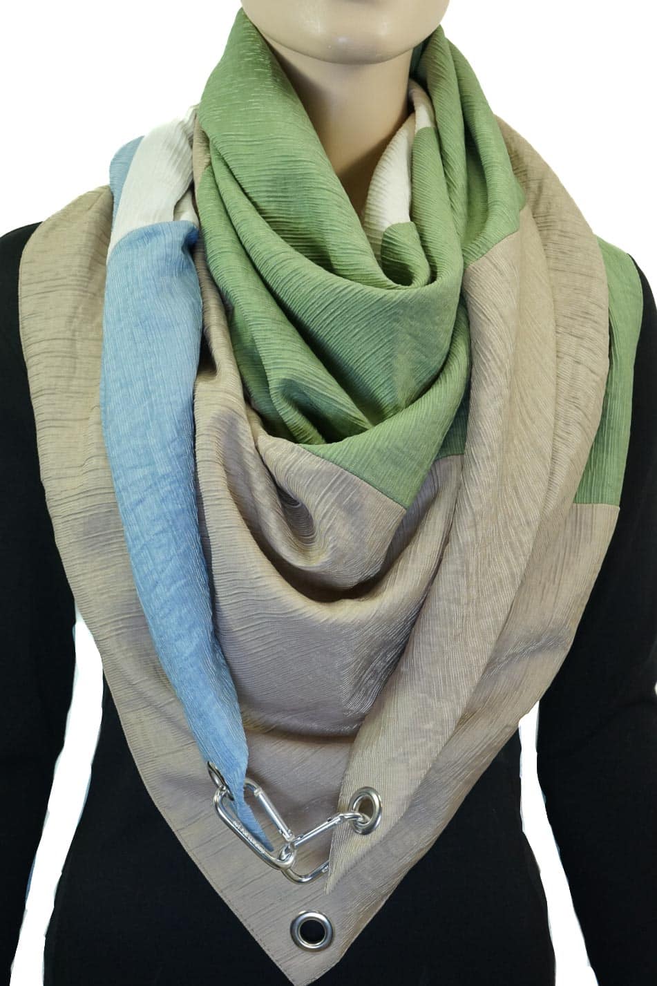 Dreieckstuch mit Karabiner, colour blocking in pastell