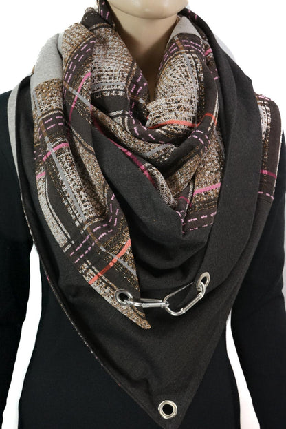 Dreieckstuch mit Karabiner, Karo im Chanel Style
