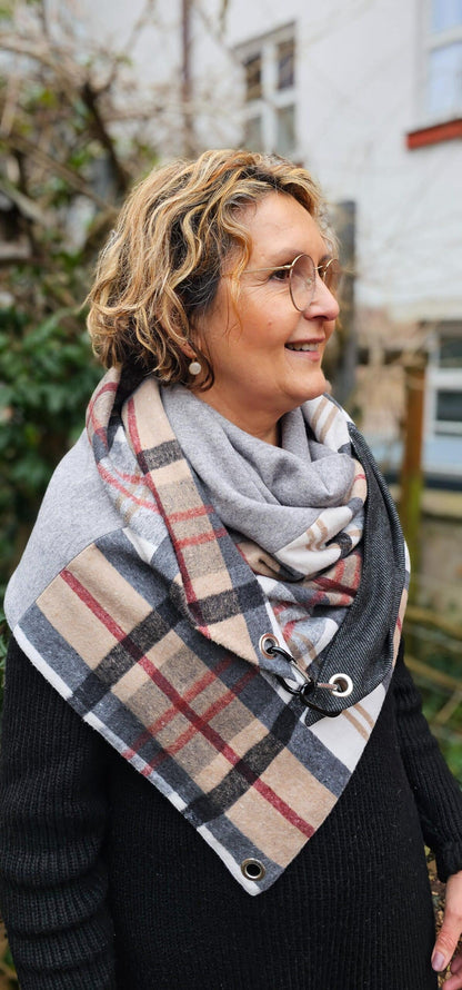 Dreieckstuch mit Karabiner, Burberry-Style, Flanell