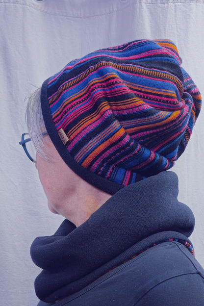 TWIST Mütze | Bunt gestreift | Merino-Jacquard &amp; Strick