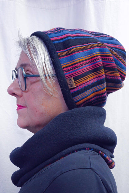 TWIST Mütze | Bunt gestreift | Merino-Jacquard &amp; Strick