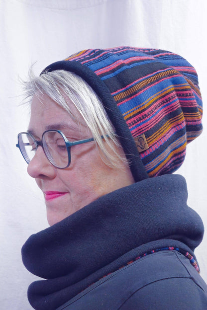 TWIST Mütze | Bunt gestreift | Merino-Jacquard &amp; Strick