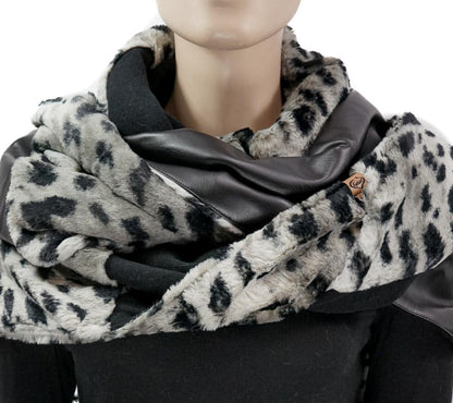 Karabinertuch Panther Schwarz | Kunstfell, Lederlook &amp; Strick | PREORDER