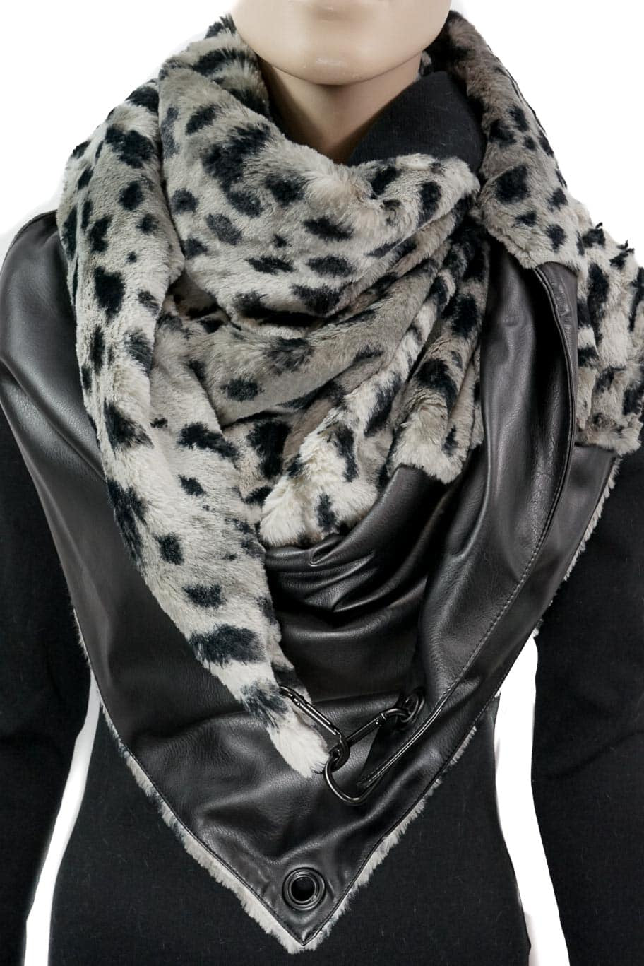 Karabinertuch Panther Schwarz | Kunstfell, Lederlook &amp; Strick | PREORDER