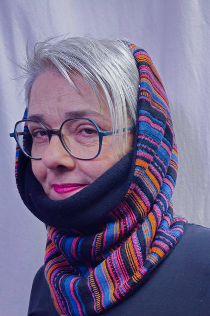 MAXI Loop | Bunt gestreift | Merino-Jacquard &amp; Strick