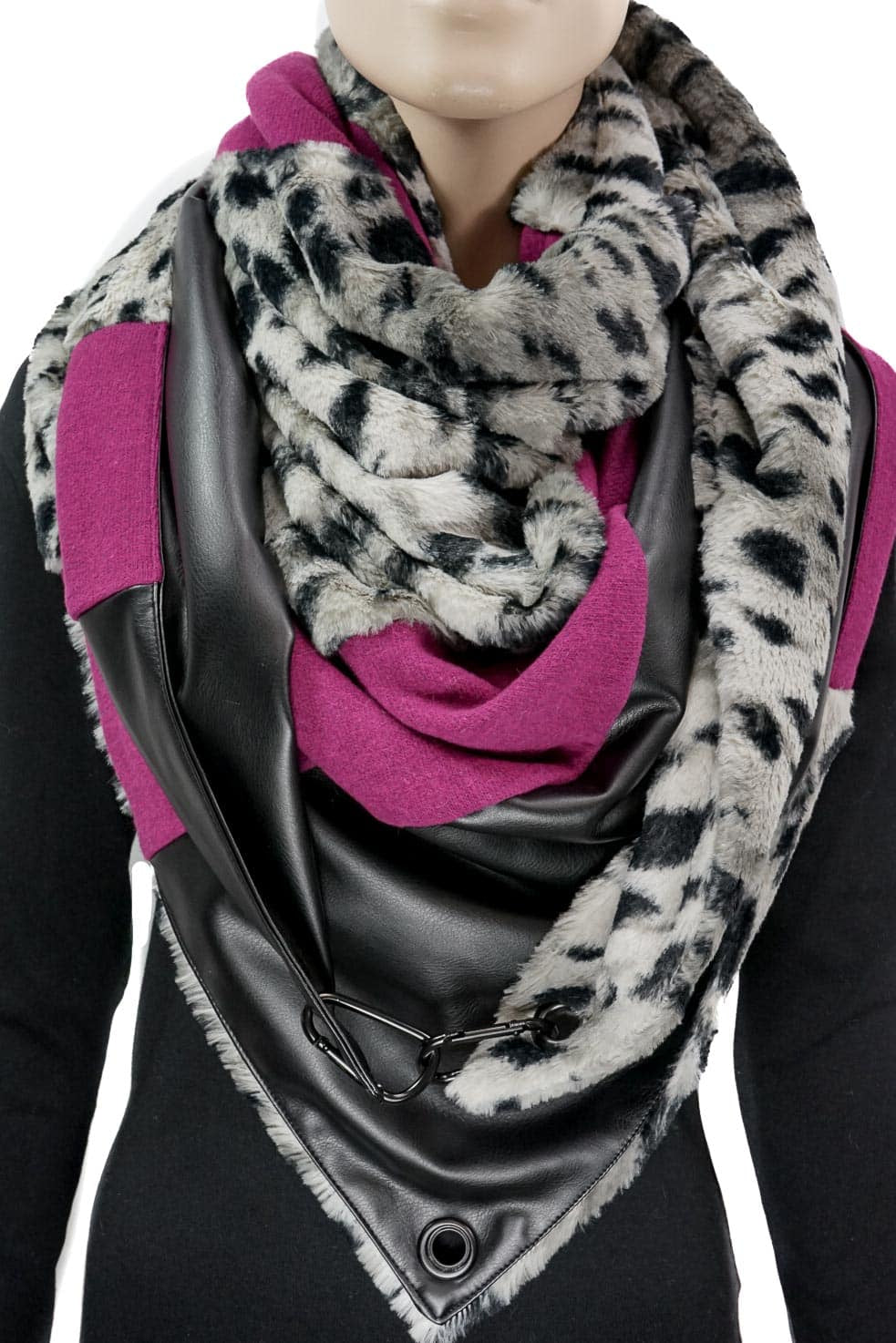 Karabinertuch Panther | Kuscheliges Kunstfell mit Pink | PREORDER