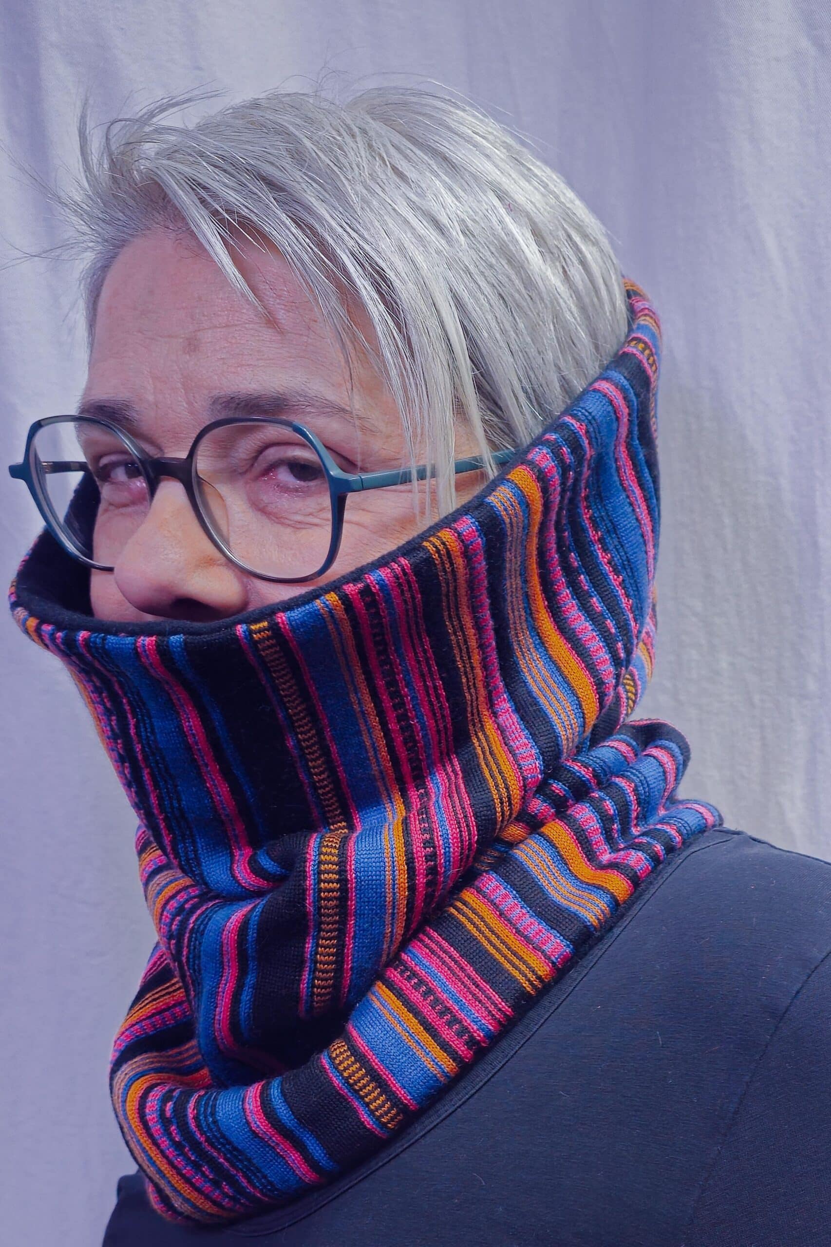 MAXI Loop | Bunt gestreift | Merino-Jacquard &amp; Strick